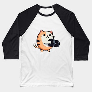 Funny Kitten with Dumbbells  for Purr-fect Workouts Baseball T-Shirt